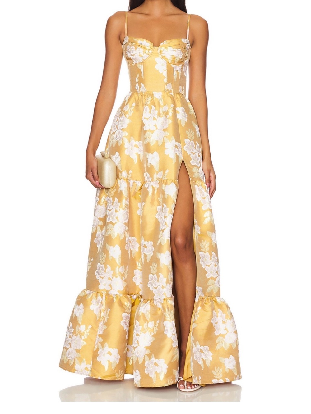 V. Chapman Lucetta Dress in Gold Baroque Floral - NWT